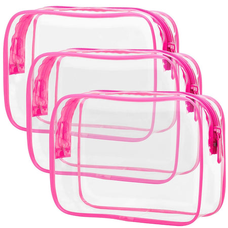 Clear Toiletry Bag, 3 Pack TSA Approved Toiletry Bag Quart Size Bag, Travel Makeup Cosmetic Bag for Women Men, Carry on Airport Airline Compliant Bag