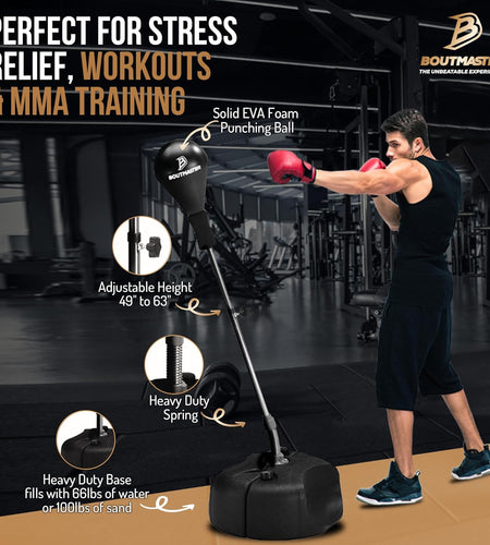 Punching Bag with Stand, Boxing Bag for Teens & Adults - Height Adjustable - Speed Bag for Training, Boxing Equipment, Stress Relief & Fitness